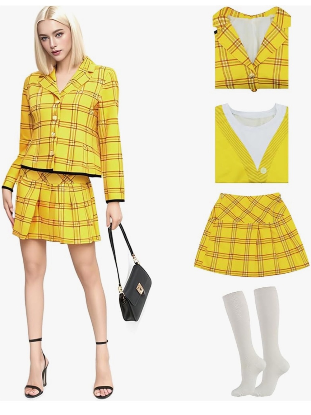NWT SZ LRG Halloween 90s Schoolgirls Costume Plaid Blazer 4 PC